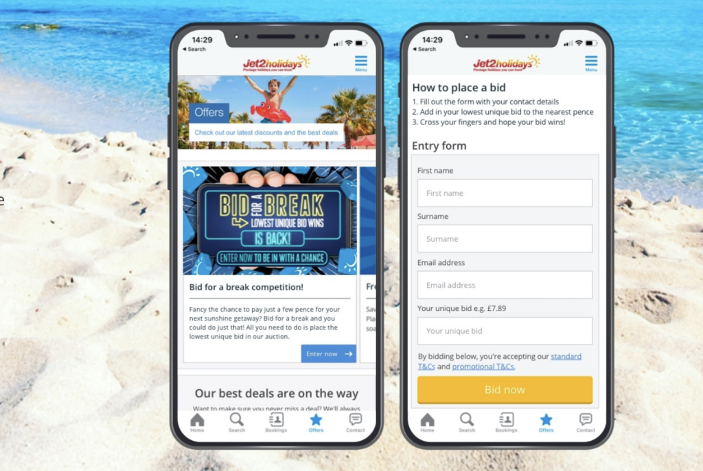 Jet2holidays scommette nuovamente su Bid for a Break